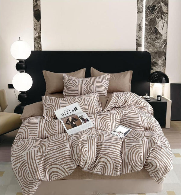 Lenjerii Finet Pucioasa Pat Dublu Bej Dungi BF542