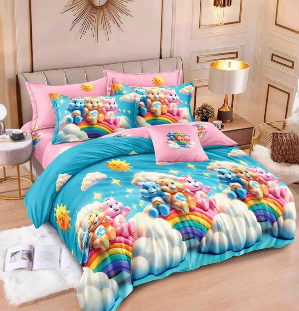 Lenjerii Finet Pucioasa Pat Dublu Albastru Roz Ursuleti Care Bears BF590