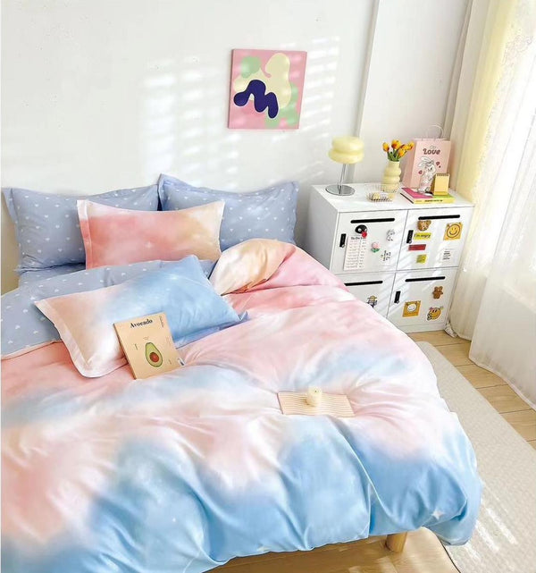 Lenjerii Finet Pucioasa Pat Dublu Roz Albastre Degrade BF503