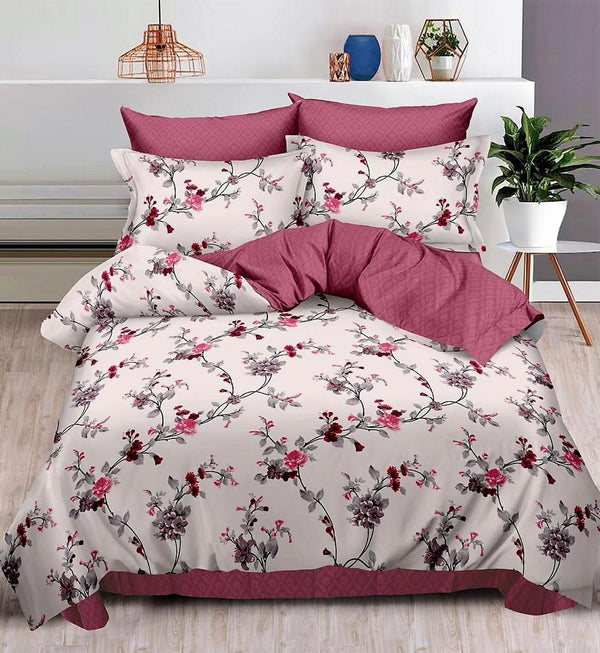 Lenjerii Finet Pucioasa Pat Dublu Roz Albe Floral BF493