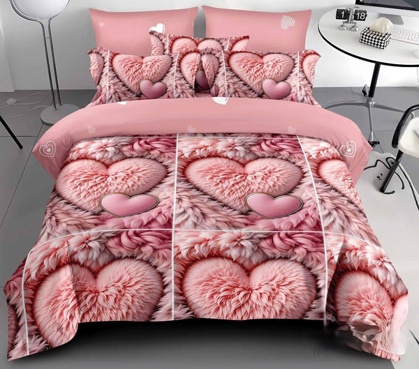 lenjerii  bumbac finet pucioasa pat dublu roz inimioare BF617