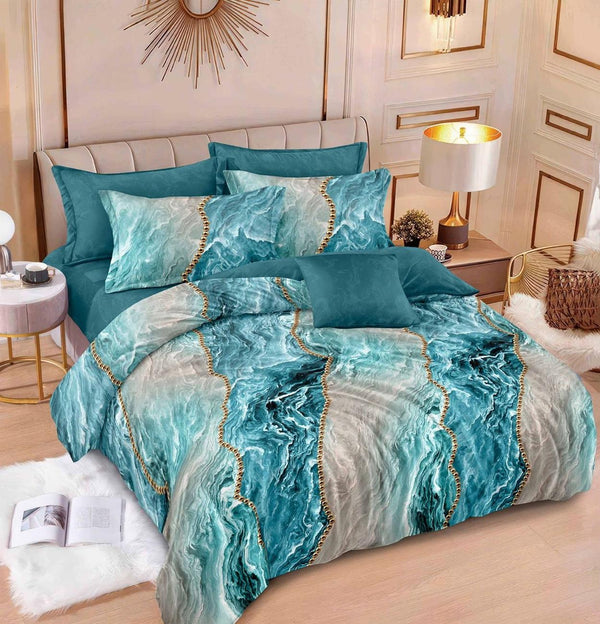 Lenjerii Finet Pucioasa Pat Dublu Albastru Abstract BF583