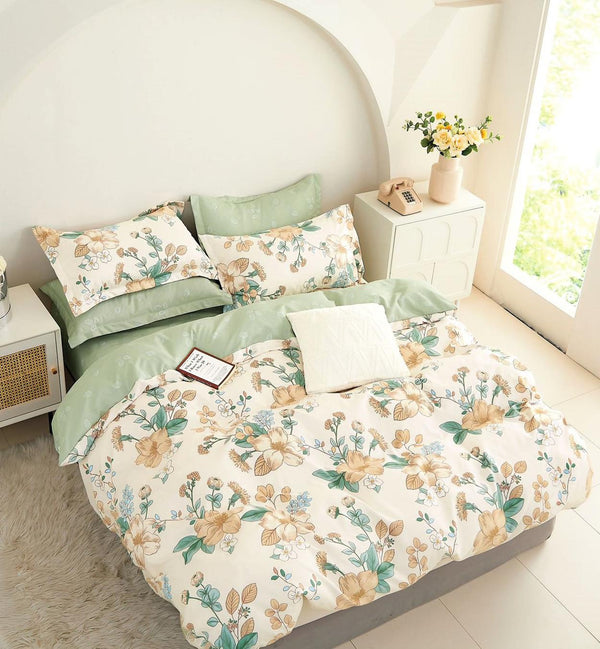 Lenjerii Finet Pucioasa Pat Dublu Verzi Crem Floral BF519