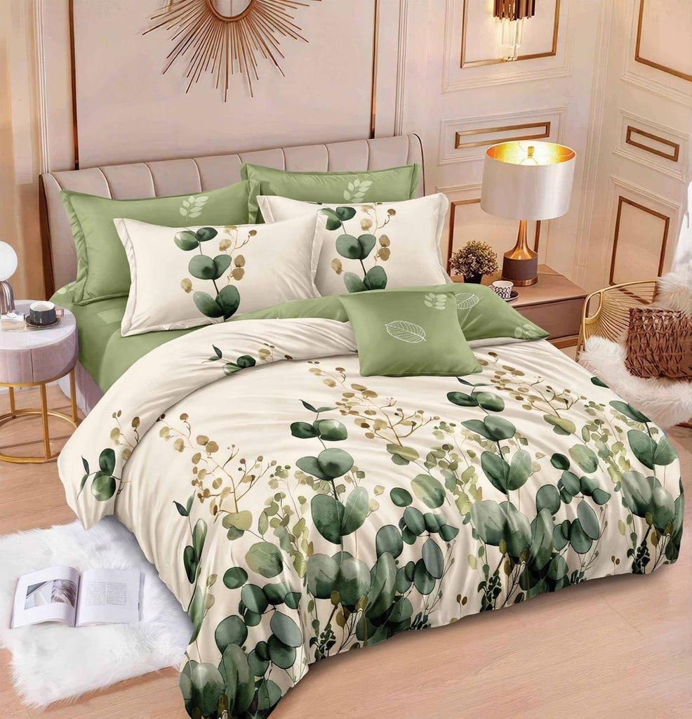 Lenjerii Finet Pucioasa Pat Dublu Verde Frunze BF596