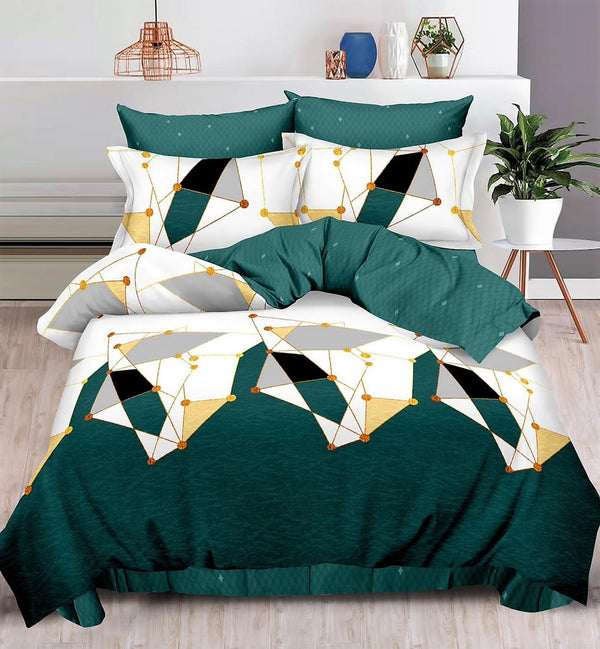 Lenjerii Finet Pucioasa Pat Dublu Verzi Geometric BF440