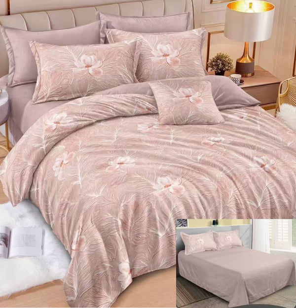 Lenjerii cu Elastic Finet Pucioasa Pat Dublu Roz flori BF645