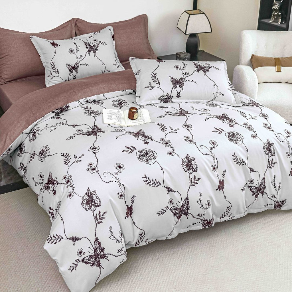 Lenjerii Bumbac Finet Clasic Pat Dublu Alb Floral BFJ202