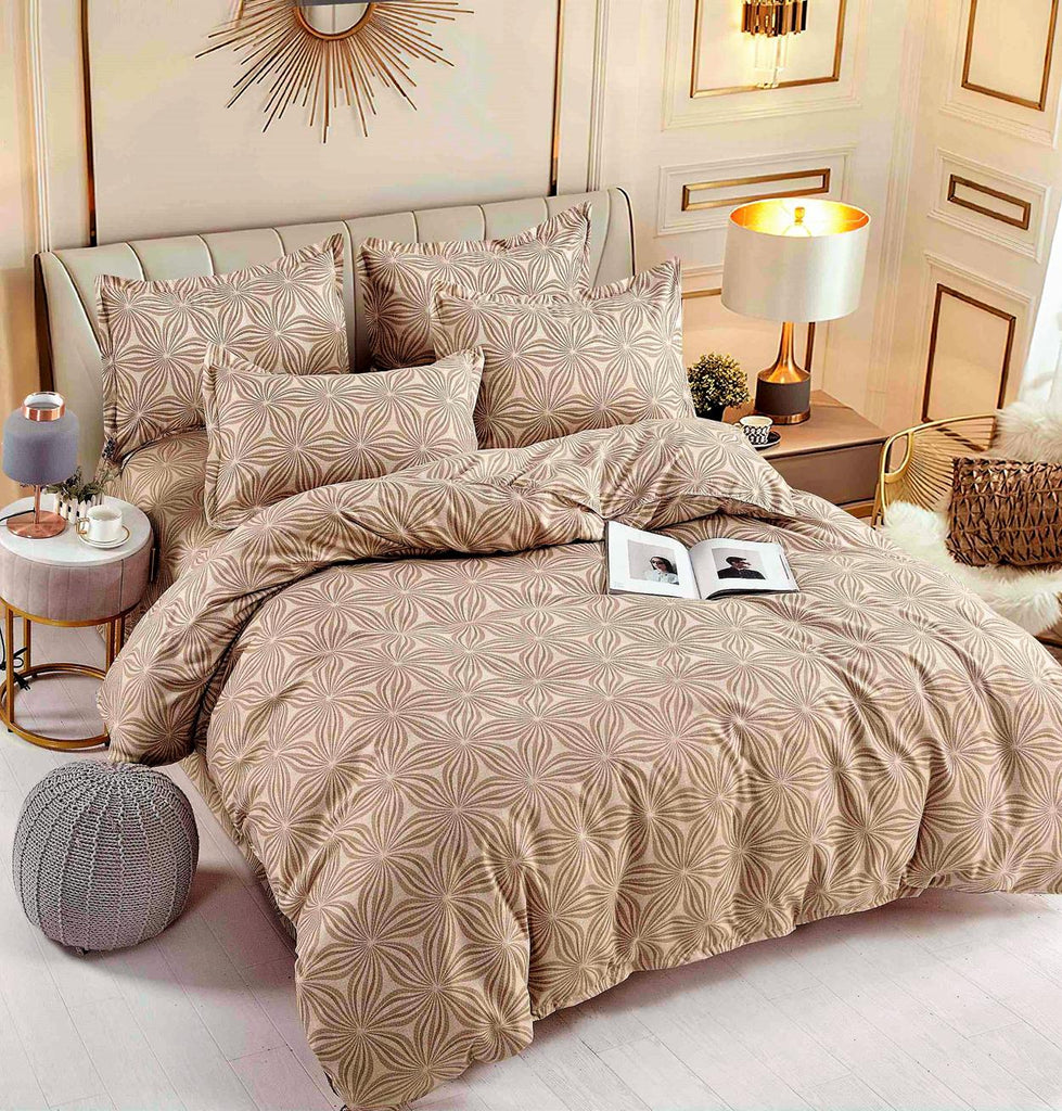 Lenjerii Bumbac Finet Satinat Pat Dublu Maro Floral BFJ19
