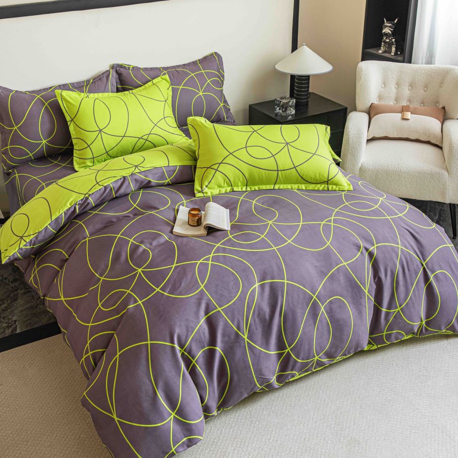 Lenjerii Bumbac Finet Clasic Pat Dublu Gri Geometric BFJ183