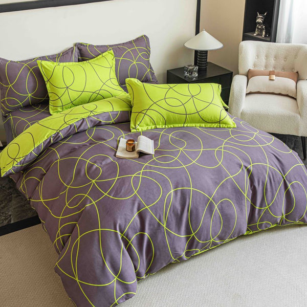 Lenjerii Bumbac Finet Clasic Pat Dublu Gri Geometric BFJ183