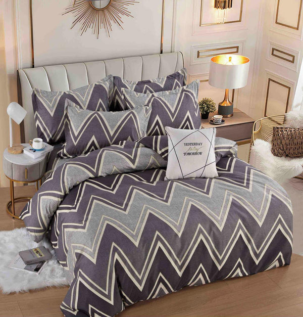 Lenjerii Finet Satinat Pat Dublu Gri Forme Geometrice BFJ92