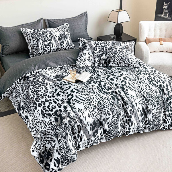 Lenjerii Bumbac Finet Clasic Pat Dublu Gri Leopard BFJ212
