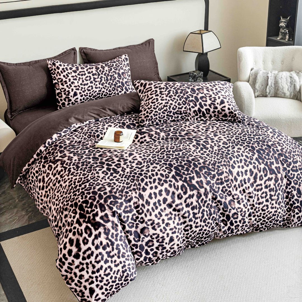 Lenjerii Bumbac Finet Clasic Pat Dublu Maro Leopard BFJ196