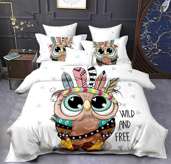 Lenjerii Bumbac Finet Modele Identice cu Poza Pucioasa Albe Bufnite BFP61