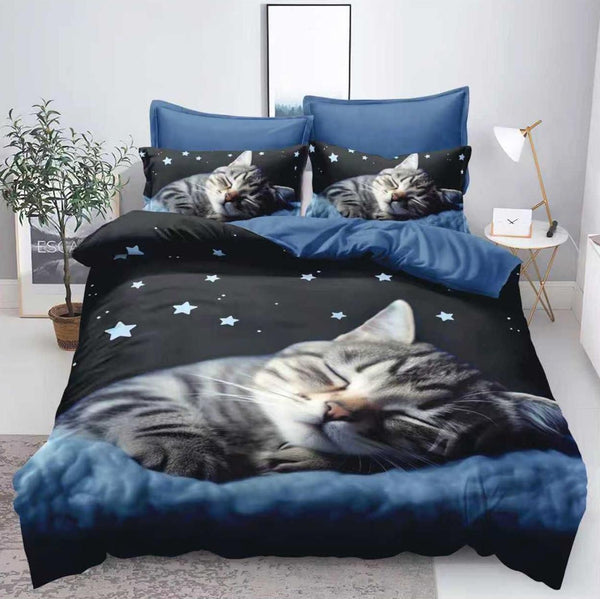 Lenjerii Bumbac Finet Modele Identice cu Poza Pucioasa Albastre Pisica BFP48