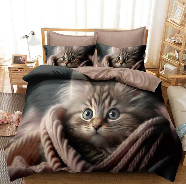 Lenjerii Bumbac Finet Modele Identice cu Poza Pucioasa Maro Pisicute BFP46