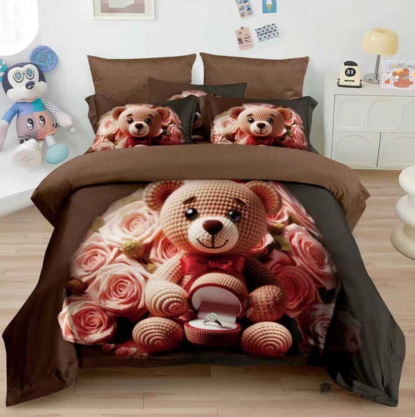 Lenjerii Bumbac Finet Modele Identice cu Poza Pucioasa Maro Ursuleti BFP58