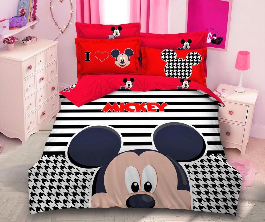 Lenjerii Disney 3D Bumbac Finet Alb Negru Mickey Mouse BFD40