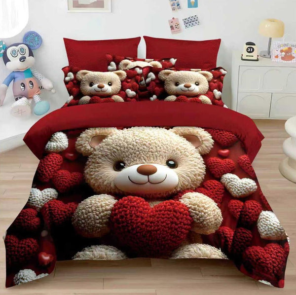 Lenjerii Bumbac Finet Modele Identice cu Poza Pucioasa Rosu Inimioare Ursuleti BFP55