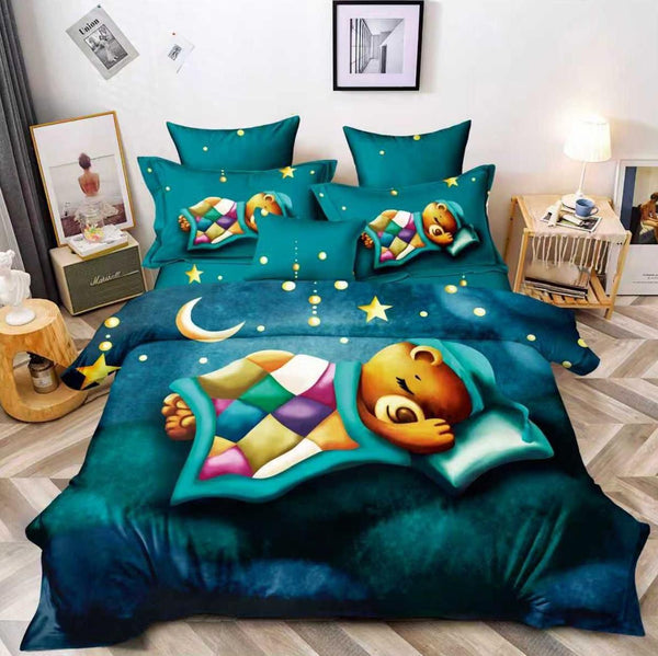 Lenjerii Bumbac Finet Modele Identice cu Poza Pucioasa Turcoaz Ursuleti BFP51