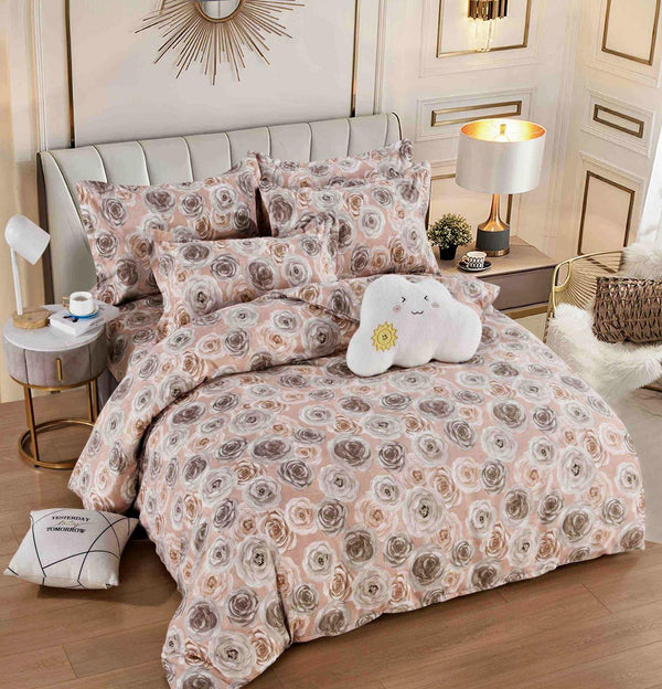 Lenjerii Finet Satinat Pat Dublu Roz Trandafiri BFJ91