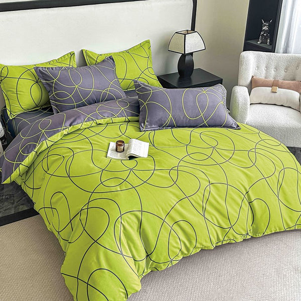 Lenjerii Bumbac Finet Clasic Pat Dublu Verde Geometric BFJ182