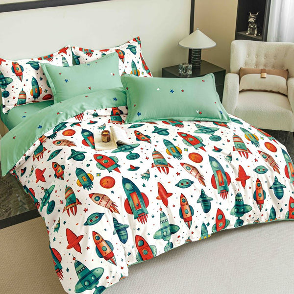 Lenjerii Bumbac Finet Clasic Pat Dublu Verde Rachete BFJ185