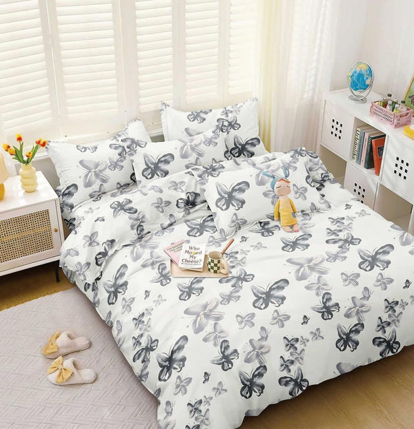 Lenjerii 1+1 Gratis Bumbac Satinat Pucioasa Albe Fluturasi L672