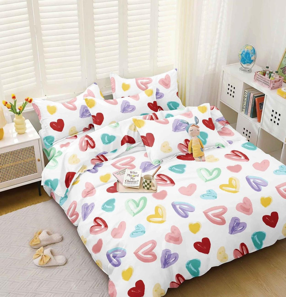 Lenjerii 1+1 Gratis Bumbac Satinat Pucioasa Multicolore Inimioare L682
