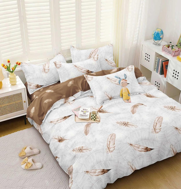 Lenjerii 1+1 Gratis Bumbac Satinat Pucioasa Maro Albe Pene L675