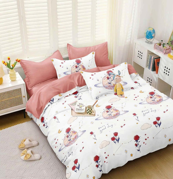 Lenjerii 1+1 Gratis Bumbac Satinat Pucioasa Albe Roz Floral L685