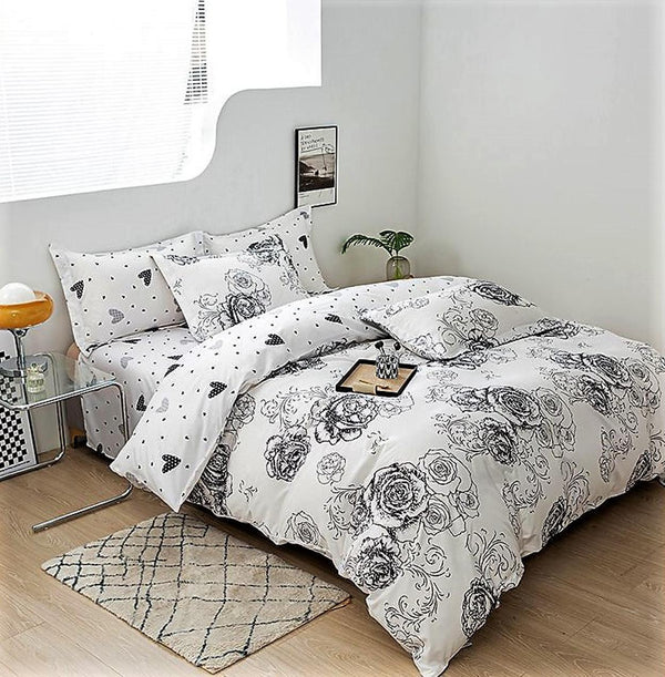 Lenjerii 1+1 Gratis Bumbac Satinat Pucioasa Albe Flori L639