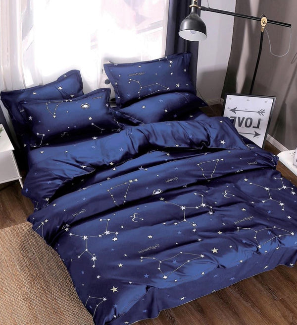 Lenjerii 1+1 Gratis Bumbac Satinat Pucioasa Albastre Stelute L220
