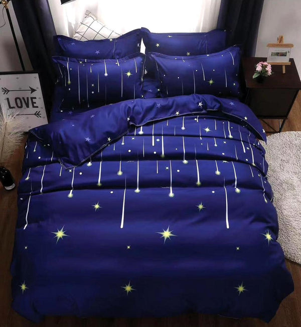 Lenjerii 1+1 Gratis Bumbac Satinat Pucioasa Albastre Stelute Cazatoare L210