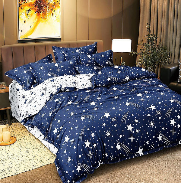 Lenjerii 1+1 Gratis Bumbac Satinat Pucioasa Albastre Stele L241