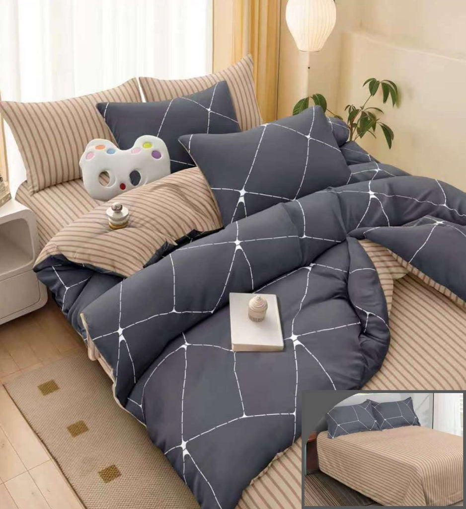 Lenjerii 1+1 Gratis Bumbac Satinat Pucioasa Bej Gri L743