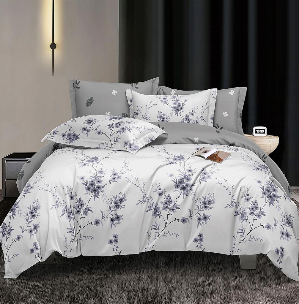 Lenjerii 1+1 Gratis Bumbac Satinat Pucioasa Albe Gri Floral L641