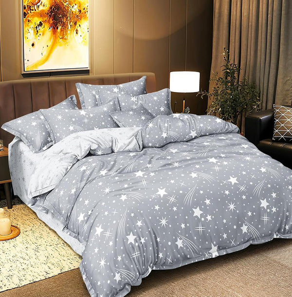 Lenjerii 1+1 Gratis Bumbac Satinat Pucioasa Gri Stelute L605