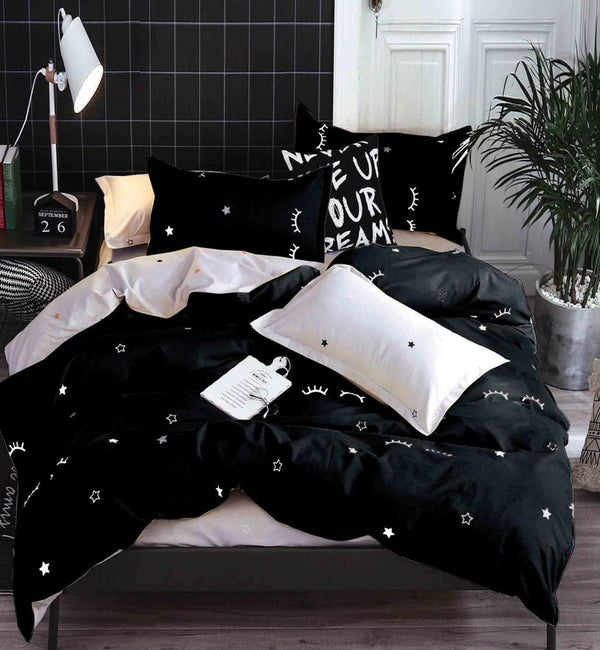 Lenjerii 1+1 Gratis Bumbac Satinat Pucioasa Negre Gene Stele L564