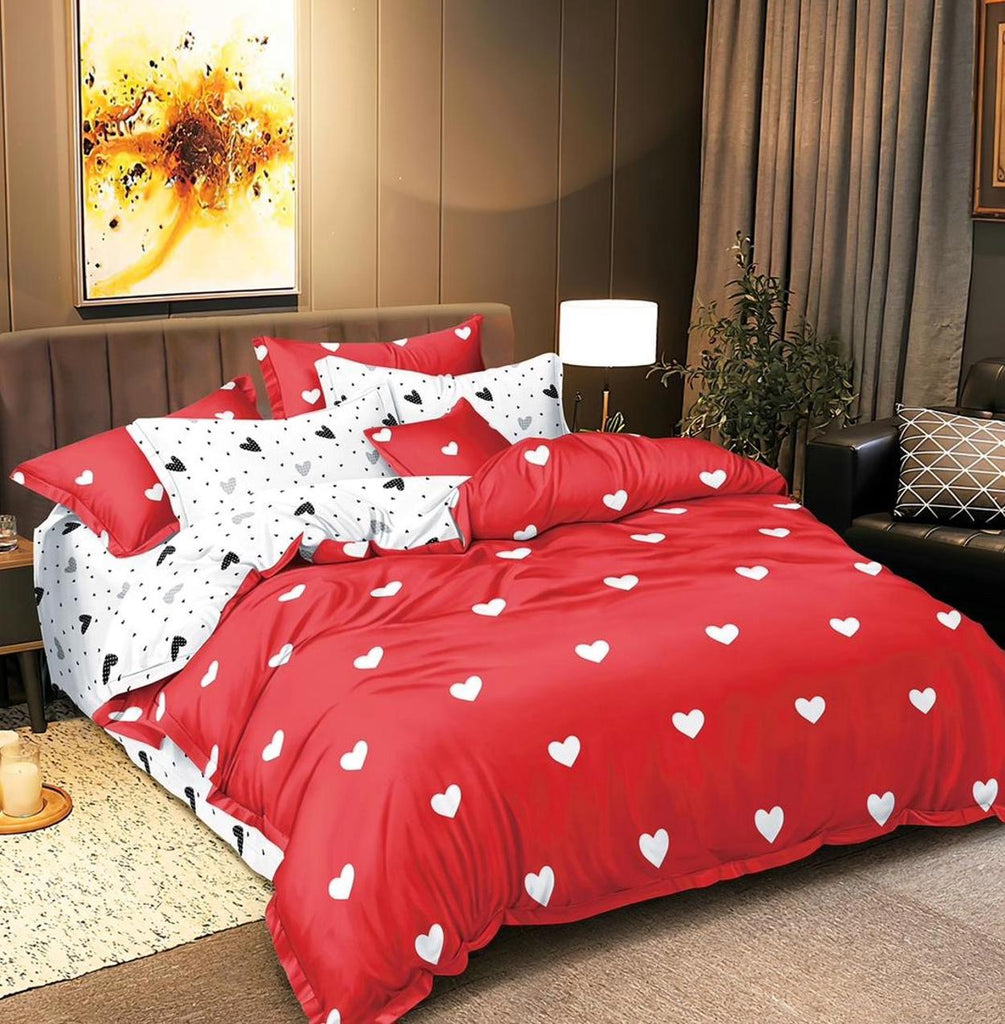 Lenjerii 1+1 Gratis Bumbac Satinat Pucioasa Rosii Inimioare L536