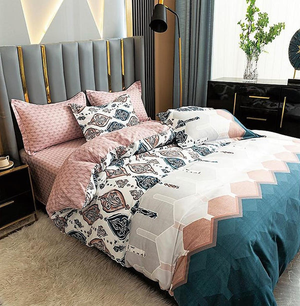 Lenjerii 1+1 Gratis Bumbac Satinat Pucioasa Roz Turcoaz Oriental L651