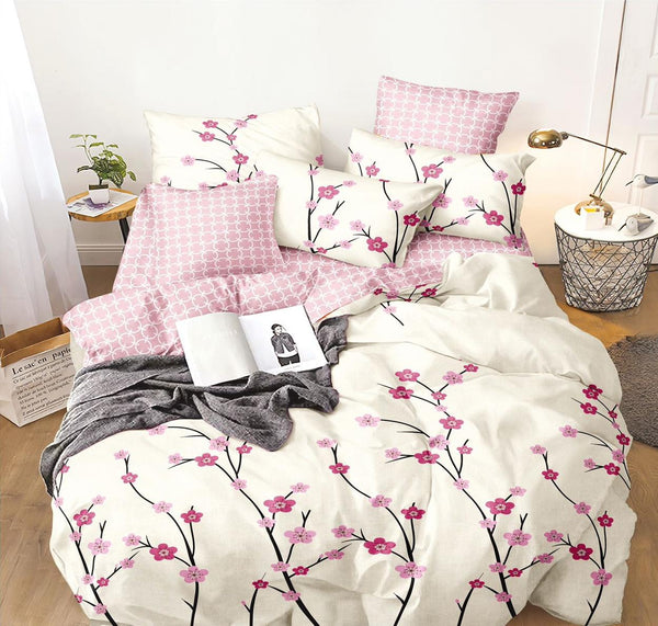 Lenjerii 1+1 Gratis Bumbac Satinat Pucioasa Crem Roz Floral L551