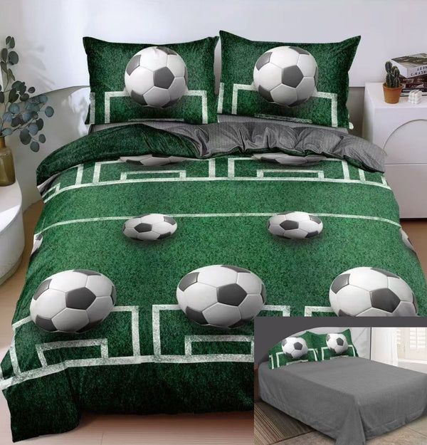 lenjerii 1+1 gratis bumbac satinat pucioasa verde negru fotbal L736