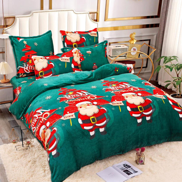 Lenjerii Cocolino Premium Craciun Pat Dublu Verzi Ornamente LCJ608