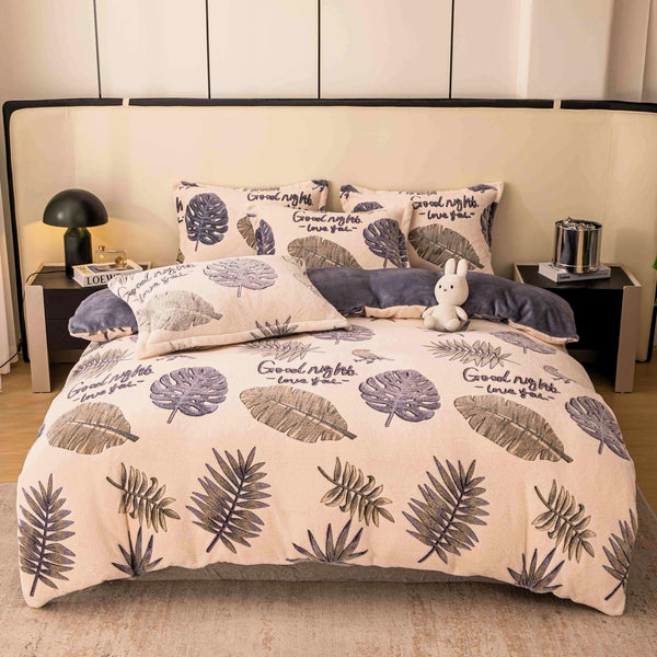 Lenjerii Cocolino Single O Persoana Crem Gri Frunze LSCJ18