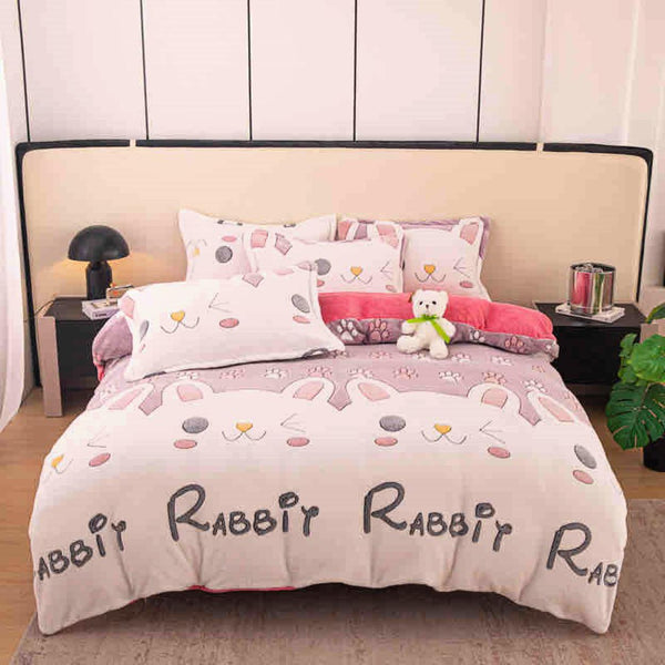 Lenjerii Cocolino Single O Persoana Alb Roz Iepurasi LSCJ02