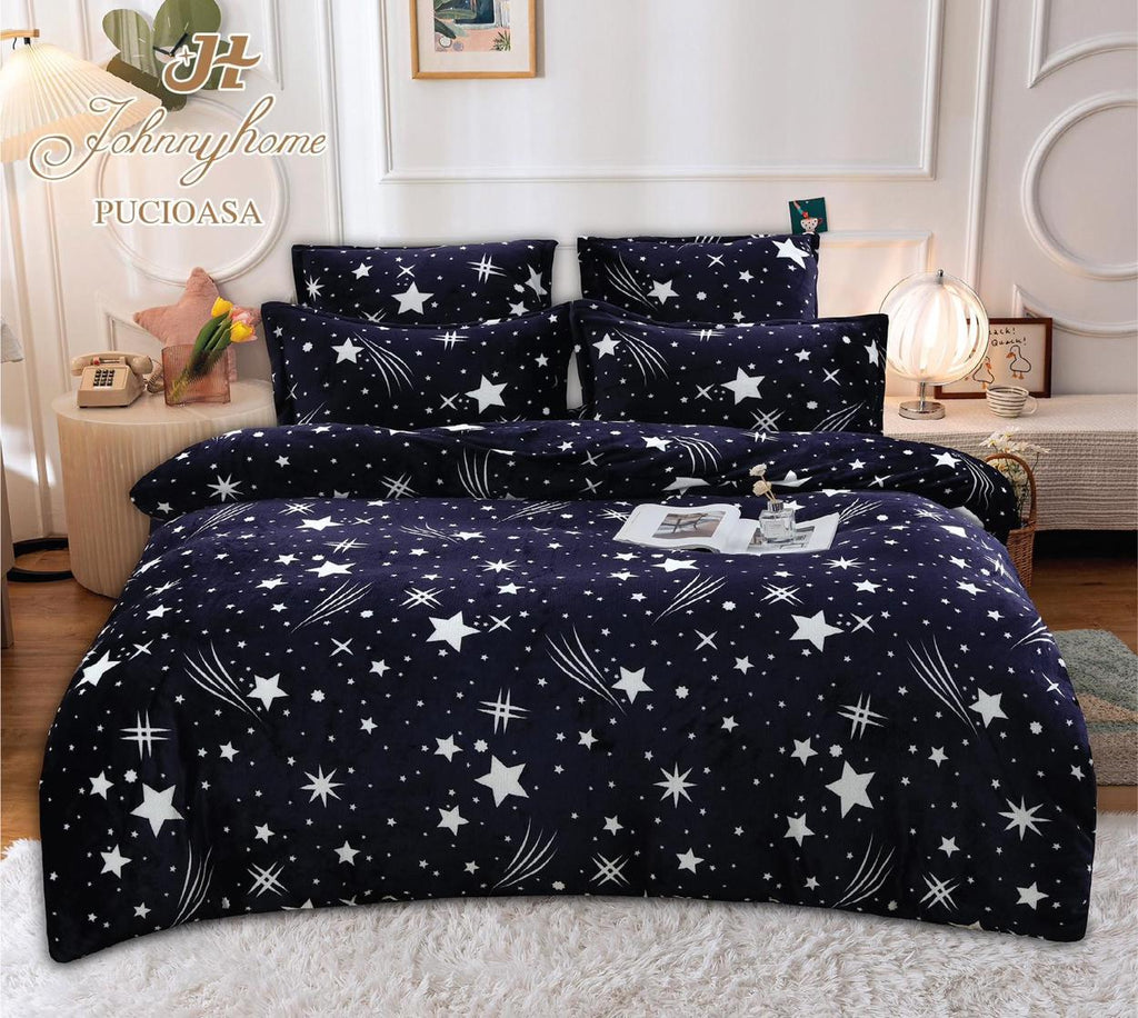 Lenjerii Cocolino Premium Pat Dublu Bleumarin Stelute LCC04