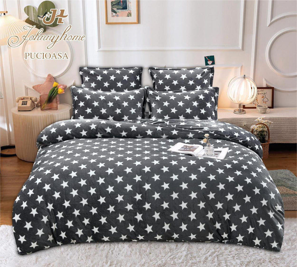 Lenjerii Cocolino Premium Pat Dublu Gri Stelute LCC05