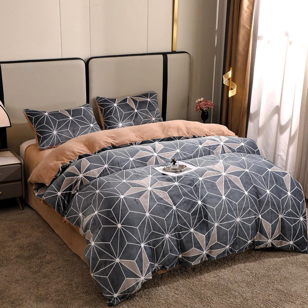 Lenjerii Pufoase Cocolino Pat Dublu Gri Forme Geometrice LCY107