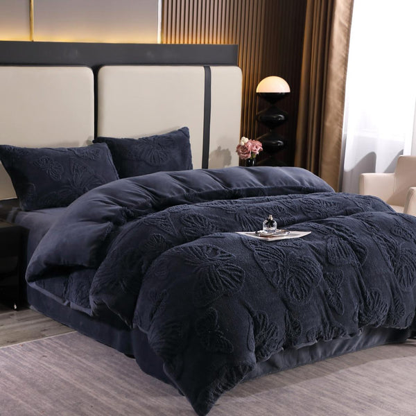 Lenjerii Pufoase Cocolino Pat Dublu Gri Antracit Model Fluturi LCY312